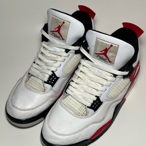 Air Jordan 4 Retro White/Fire Red-Black DH6927-161 Men's Size 13
